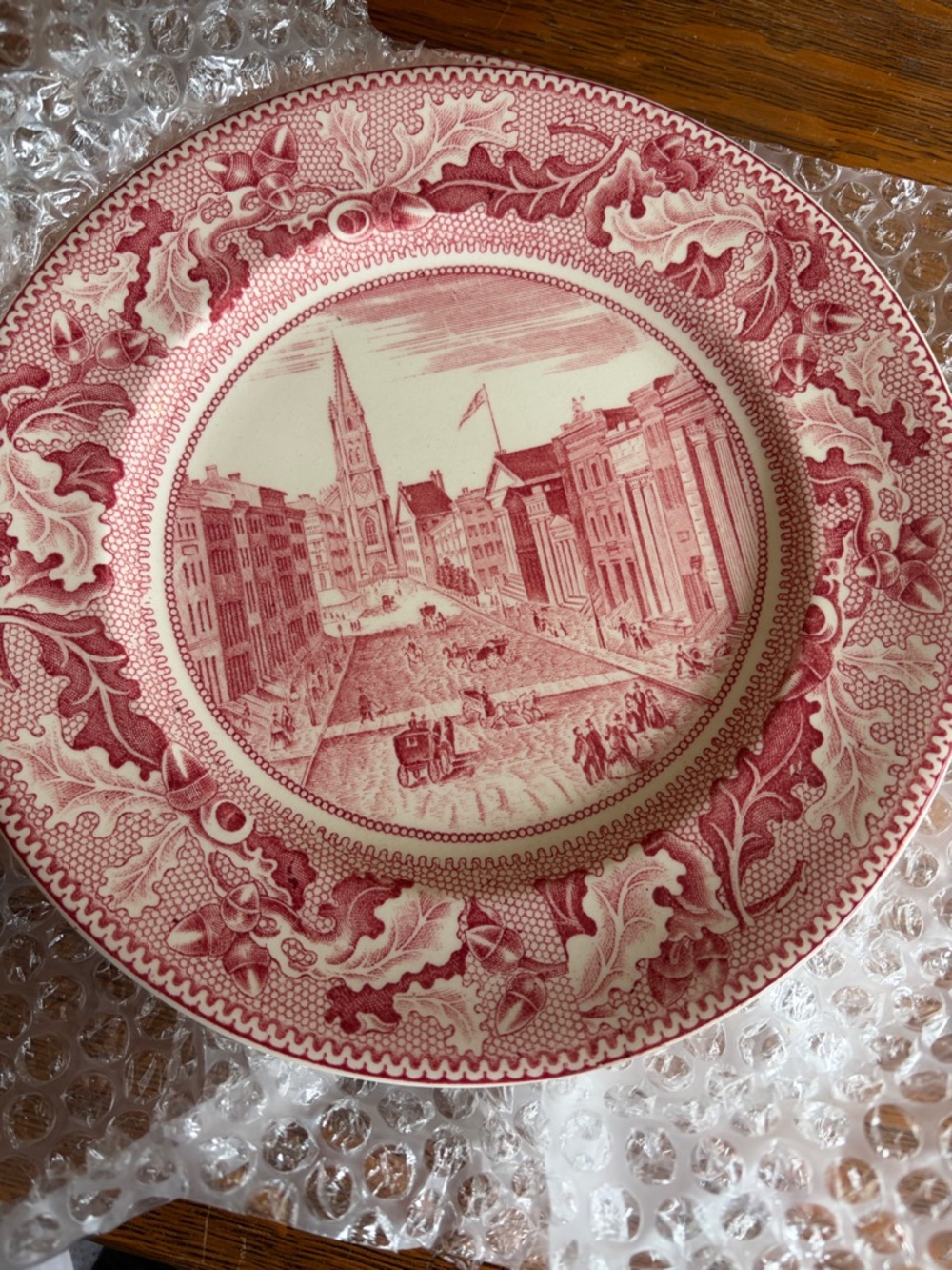 Johnson Brothers Red Transferware Scenic Dinner Plate